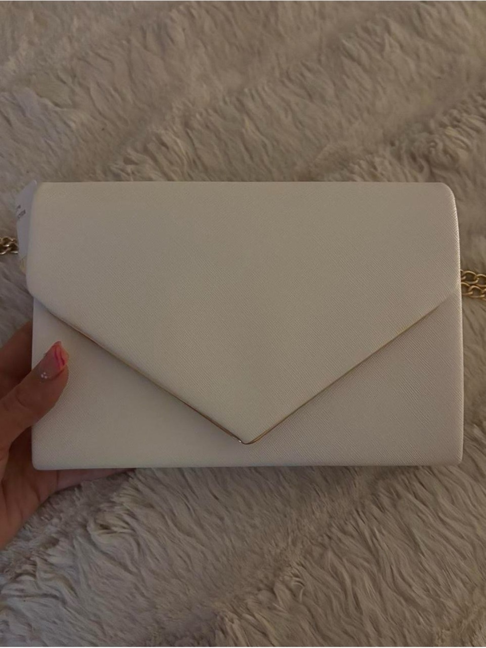 Windsor Cream Envelope Crossbody with Gold Chain Detail
